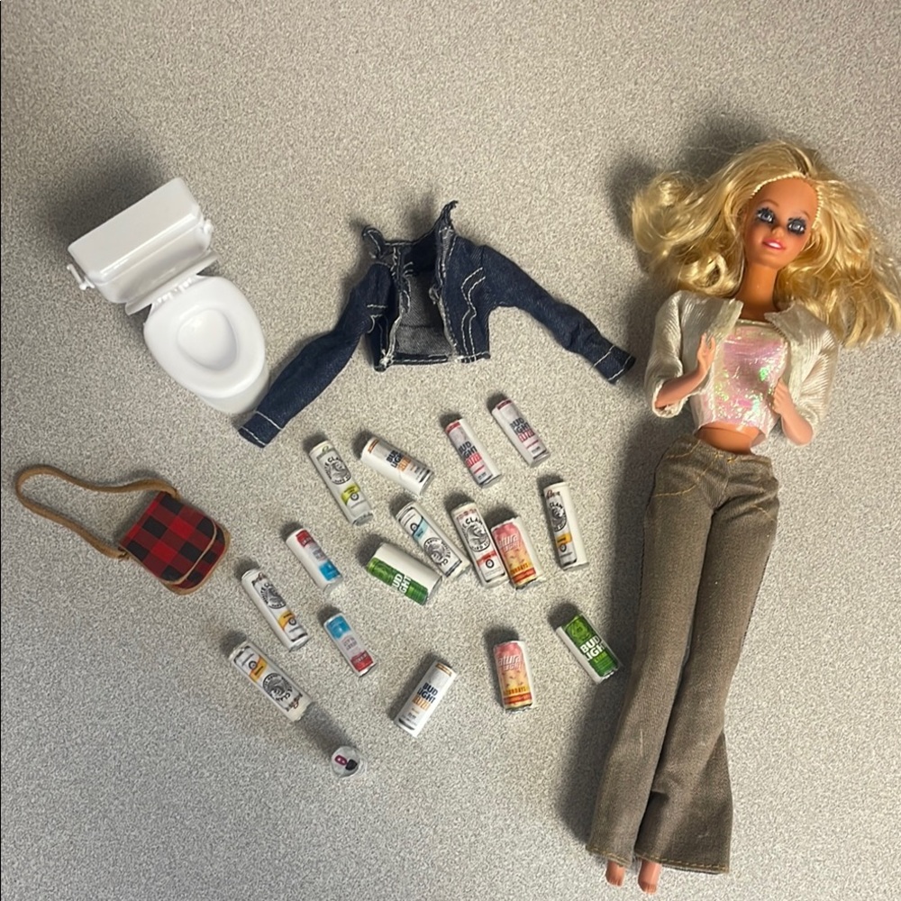 Drunk Barbie cake decorations